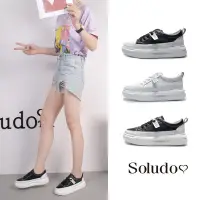 在飛比找Yahoo奇摩購物中心優惠-Soludos-正韓來台-真皮鞋織帶款小白鞋-黑/白/全黑