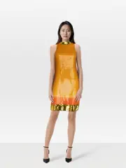 Orange Silk Sequinned Dress