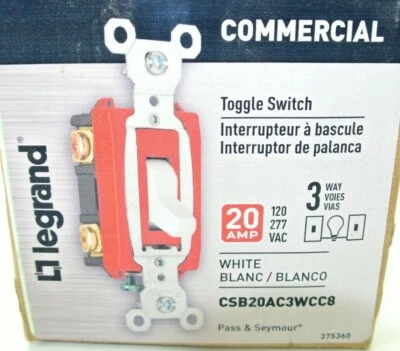 Legrand-Pass & Seymour CSB20AC3WCC8 Commercial Light/Toggle Switch 20A 120/277V