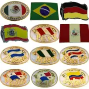 World Cup Football Soccer Country Flag Belt Buckle Mexico Brazil Peru Sport Team