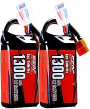 2packs 14.8V 4S 1100mAh 1300mAh 1500mAh 120C XT60 Plug Li-Ion Battery Replacement Parts Compatible with RC FPV Quadcopter Drone Flyer(1300MAH)