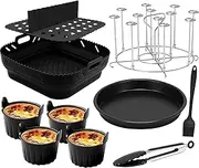 Hot Air Fryer Accessories for Ninja Speedi ON400 5.7L/AF180 6.2L, Philips Airfryer XXL 7.2L/7.3L/8.2L/8.3L, Russell Hobbs 8L/8.3L, Aigostar 7L, Airfryer Accessories Silicone Mould, Pizza Pan, Cooking