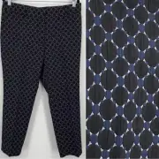 Ann Taylor Devin Fit Ankle Pant Womens 10P Blue Geometric NWT
