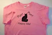 Long hair Kitty Cat Purr Purr "Happy Me" t-shirt Choice of size and color