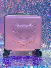 DOLLS KILL Positive Cattitude Pink Cat Rolling Hard Shell Suitcase Luggage