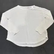 GAP Women Top Small White Shirt Polyester Linen Blend Tee Long Sleeve NWT