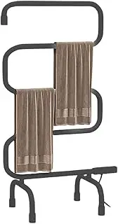 Heated Towel Rack Radiator, S Floor-Standing Electric Towel Warmer, Free Standing Heated Towel Rack & Drying Rack, 3min Fast Drying, for Bathroom, Hotel, Gym, Apartment Black