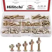 100-Pcs M6 x 15/20 / 25/30 / 35mm Zinc Plated Hex Drive Socket Cap Furniture Barrel Screws Bolt Nuts Assortment Kit for Furniture Cots Beds Crib and Chairs