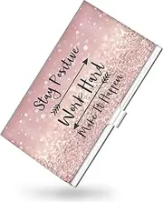 xiviers Business Card Holder，Color Printing Men's and Women's Business Card Case，Ultra-Thin Metal Business Card Organizer，Carry-on Pocket Wallet Business Card Holder, Pink letters, Pink Letters