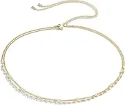 [Generic] Multilayer Boho Beaded Waist Chain Jewelry Sexy Double Layer Pearl Belly Body Chain Summer Beach Beads Body Chain Bikini Metal Thin Waist Body Jewelry for Women and Girl