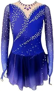 [LIUHUO] Ice Figure Skating Dress Girls Teens Beaded Roller Purple Stage Professional