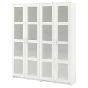 BRIMNES storage combination w glass doors, white, 160x35x190 cm