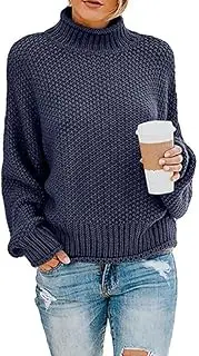 [QUNERY] Women's Pullover Sweaters Turtleneck Solid Color Knit Pullover Sweater Tops Classic-Fit