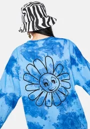 [BDG] Tie Dye Smiley Flower Long Sleeve Graphic Tee