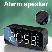 Portable Digital Alarm Clock FM Radio Wireless Bluetooth Mirror LED With Speaker