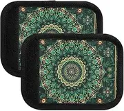 [ODAWA] Mandala Forest Green Luggage Handle Wraps Neoprene Luggage Tags Soft Grip Handle Cover for Suitcase Shopping Bag, 4 Pack