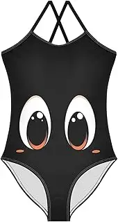 [RPLIFE] Cute Swimsuits for Girls One Piece, 3-10T Summer Swimsuits Girls Beach Bathing Suits, Cartoon Cute Big Eyes Black 2, 3 Years