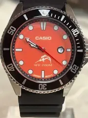 Watch Casio Duro MDV-106- MOD Orange Dial Luminous Green 200 Meter WR Date