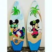 SET OF 2 Mickey Mouse + Minnie Mouse wood Surfboard Kids Baby Shower Gift