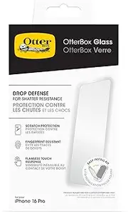OtterBox Glass Screen Protector for iPhone 16 Pro, Tempered Glass, Scratch Protection, Drop Defense for Shatter Protection