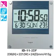 CASIO WALL CLOCK ID-11-2DF ID11 DISPLAYS TIME DATE TEMPERATURE 12 MONTH WARRANTY