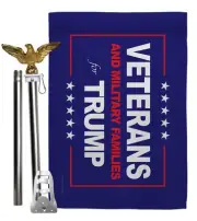 Blue Veterans For Trump Flag Eagle Pole Kit Garden Sign Wall Decor Home Patio