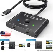 8K Bi-Direction USB C Switch 1x2/2x1 Data Video Switcher Support PD Charging US