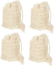 Vaguelly 4Pcs Exfoliating Shower Soap Saver Bag Durable Mesh Pouch with Drawstring for Body Scrubbing and Soap Storage for Quick Drying and Reducing Soap Waste