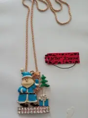 Betsey Johnson santa clause standing By christmas tree necklace