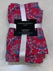 CYNTHIA ROWLEY NAPKINS 18 X 18” Pink Blue Set Of 6 NWT