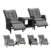 Livsip Recliner Chairs Sun Lounge Outdoor Furniture Wicker Sofa Set Patio Garden