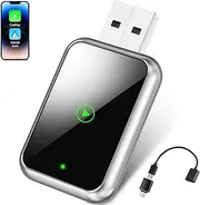 Koeay Plug and Play 2-in-1 Wireless Carplay Adapter, Mini Size, Convert Wired to Wireless iPhone and Android CarPlay Adapter for iPhone iOS 10+ & Android Carplay Car Screen, Stable Control & No Delay