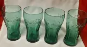Collectible Coke Cola Glasses Medium Green, Set Of 4 New Coke Tumblers