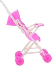 Stroller for Small Doll Furniture Dolly Ornaments for Mini Push Car Doll Stuff Doll Pushchair Doll House Decor Plastic Pink