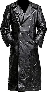 [LP-FACON] Mens Vintage German Classic WW2 Officer Military Uniform Leather Trench Coat Jacket