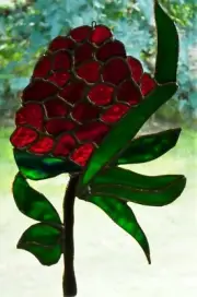 ' WARATAH FLOWER' Authentic Flora STAINED GLASS SUNCATCHER Australian Wildflower