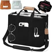 [YCQPET] Canvas Tote Bag with Pockets Tote Bag For Women Work Crossbody Tote Bag Shoulder Handbag With Multiple Compartmen