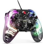 GameSir T4 Kaleid Transparent Wired Gaming Controller for Windows 10/11, Switch & Android TV Box, RGB Hue Color Lights, Gamepad PC Controller Joystick with Hall Effect Sticks /Hall Effect Triggers/Programmable/Built-in 6-axis Gyro/3.5mm Audio Jack