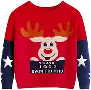 [Generic] Toddler Hoodies Toddler Boys Girls Christmas Cartoon Star Snowfakle Deer Prints Sweater Long Sleeve Warm Knitted Pullover Knitwear Xmas Outwear Wool Sweater Boys