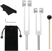 Tuning Fork Set 128 Hz 256 Hz Aluminium Alloy Healing Tuning Fork with Silicone Hammer