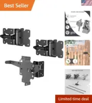 Self-Closing Fence Gate Hinge and Latch Set - Durable Carbon Steel, Easy Install