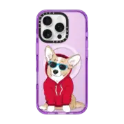 iPhone 16 Pro Impact Case MagSafe Compatible Hipster Corgi
