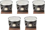 Set of 5, Black No. 5 Ise Stove (with Wire Net/Board) [6.7 x 12.5 cm ] | Folk Craft Stove, Banko Ware, Direct Fire, Setomonohonpo