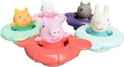 TOMY Toomies Peppas Pool Party - 5 Floating Connecting Ring Cups with 5 Peppa P