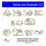 Embroidery Design Set - Santa and Rudolph(2) - 10 Designs -9 Formats - USB Stick