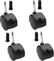 2 Inch Child Crib Caster Rubber Swivel Cot Castors,Set of 4 Furniture Wheel,Baby Crib Wheel Accessories,Load 80kg,Double Wheel,Silent,with Metal Plunger Stem (Black-Brake) Black-Brake (Color : Black
