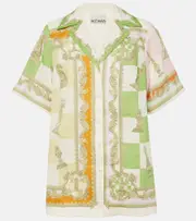 [Alemais] Alémais Checkmate printed linen shirt UK 6 multicoloured