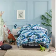 Logan and Mason Camo Dino Kids Boys Quilt Cover Set Blue