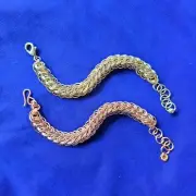 Handmade Scaled Half Persian Chainmail Bracelets - Solid Brass or Copper