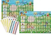 Amonev Children Toilet Training Reward Chart and Potty Training Reward Chart for Boys and Girls Toddlers Twin Pack with 225 Star Stickers Included